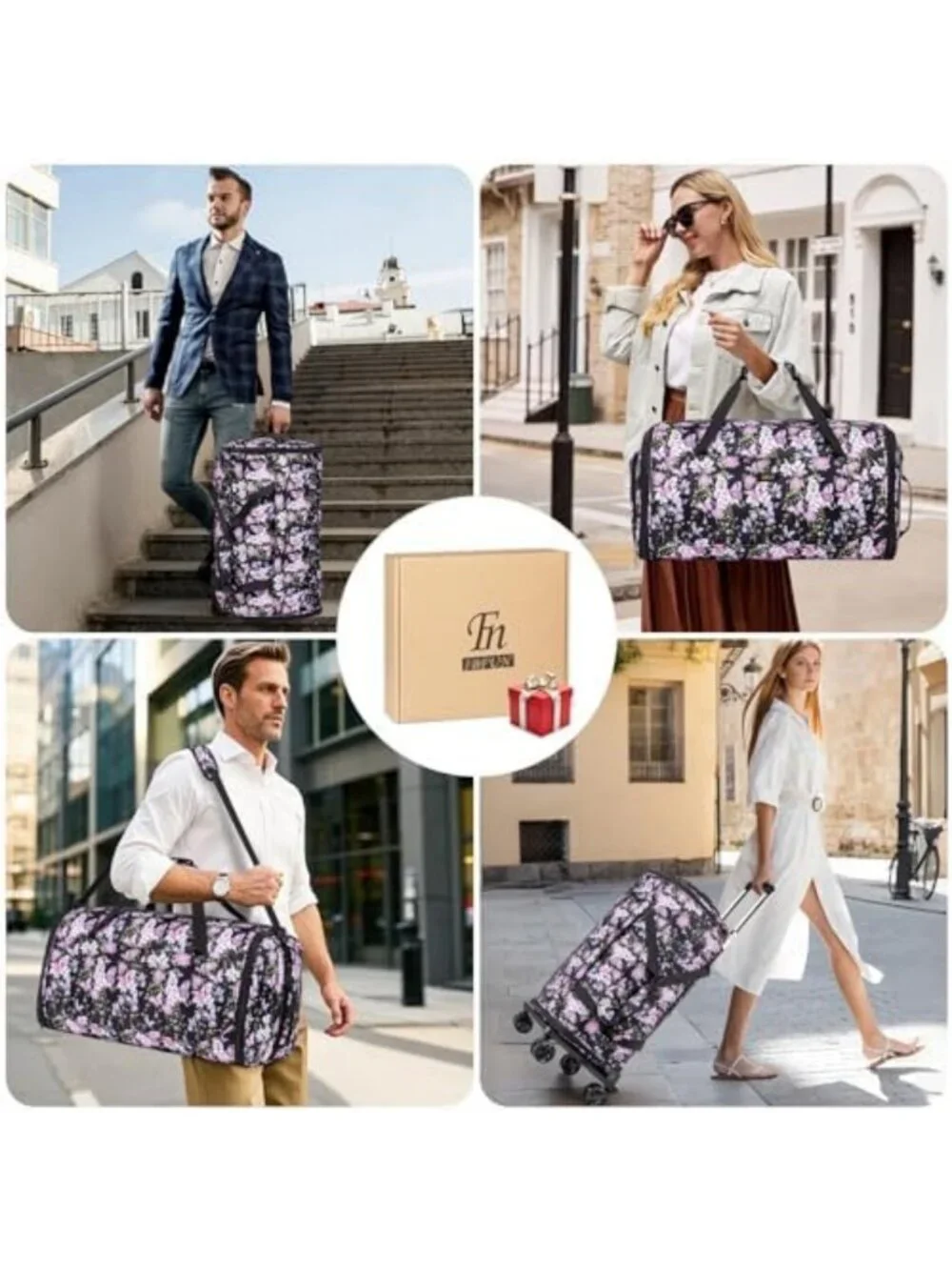 Travel Rolling Garment Bag & 50L Duffle with Shoe Compartment - 4pcs Set